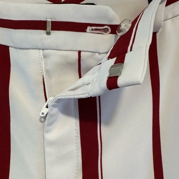 Banana Republic Blake Women's Red White Striped Wide Leg Pants Size 14 - Picture 6 of 9